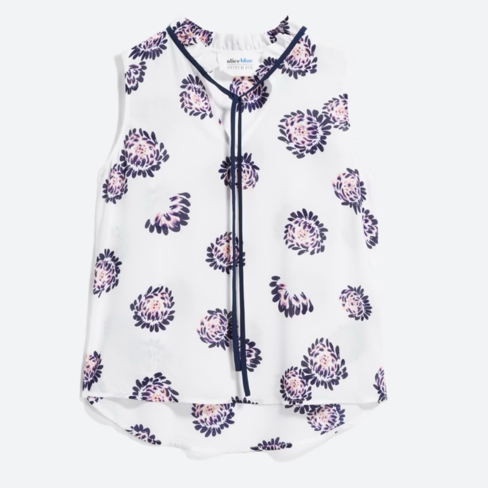 White Sleeveless Blouse with floral pattern MP